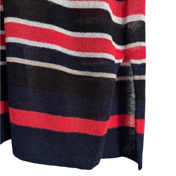 NWT Halogen Longline Open Front Cardigan Casual Summer Sweater Stripe Navy Red M - Picture 5 of 7